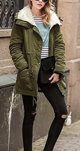 WSLCN Casaco Acolchoado feminino para Inverno Quente com Forro de lã de Algodão Casaco Longo de Gola