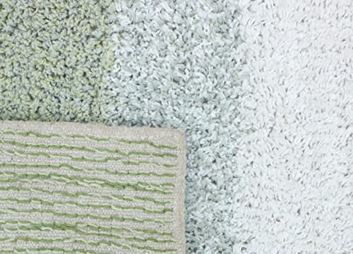 Image of THE HOME TALK Cotton Stripes Bathmats | Water Absorbent Runners | Floor Mats /Rugs for Kitchen, Bathroom & Sink | Ultra Soft Mats | Non-Slip | Pack of 2 | 40 x 60 cm | Green