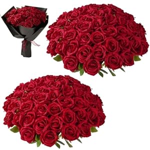 Red Roses Artificial Flowers Bulk, ...