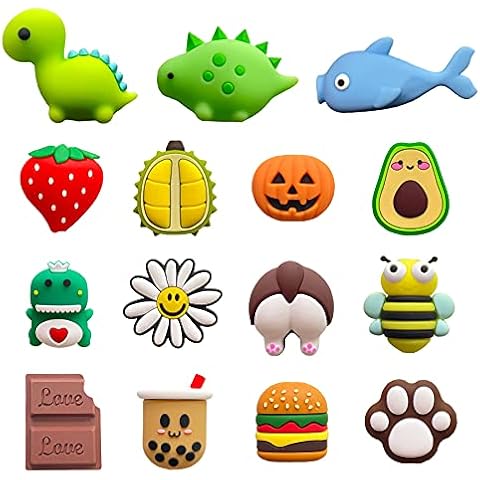 ZAKVOOR 15 Pack USB Charger Protector for Phone Cable, Animals Fruit Bite Charging Protector and Cord Holder, Charging Cable Saver Phone Accessory Cable Buddies Cover