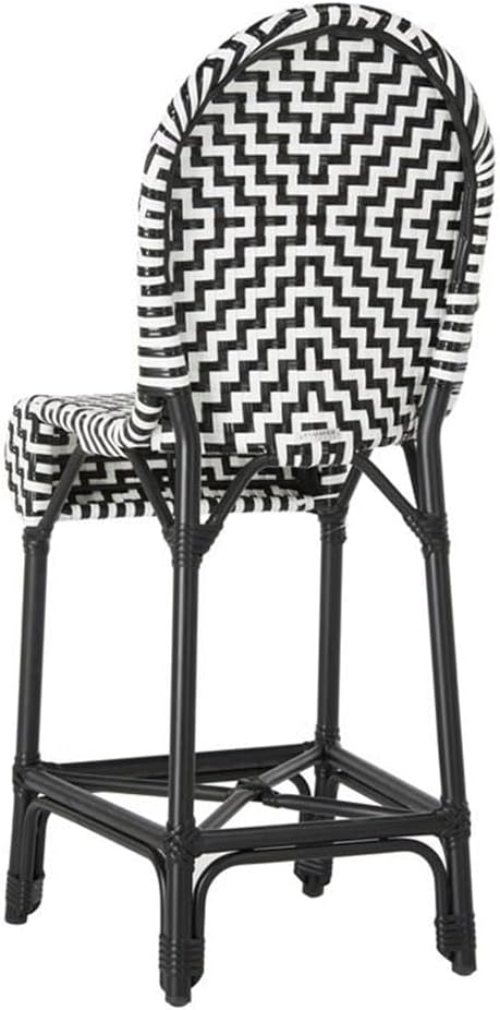 Shea Black and White Wicker Indoor/Outdoor Counter Stool