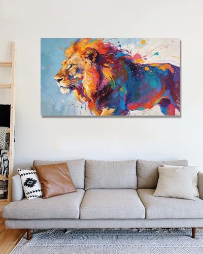 Tableau Lion Abstrait Moderne pour réveiller un mur blanc de séjour ou bureau A121 - 2