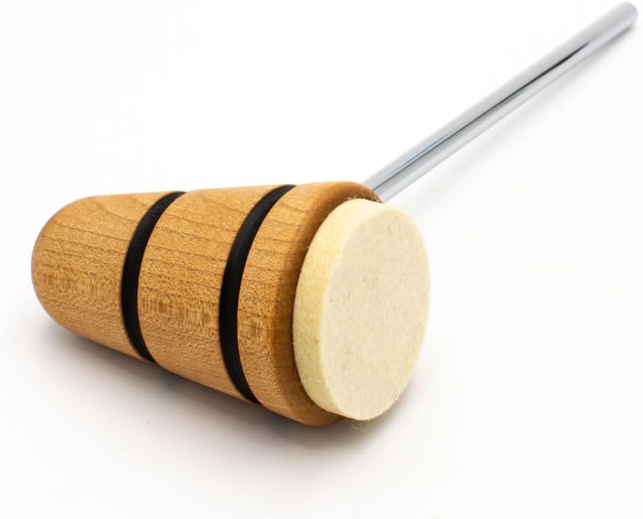 Low Boy Wood/Felt Bass Drum Beater - Versatile Mid-Weight Bass Drum Beater with Durable Felt Surface & Aerospace-Grade Steel Rods