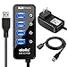 Powered USB Hub, atolla USB 3.0 Hub 4 + 1 Data Transfer and Charging Multiport with 15W (5V/3A) Power Supply Adapter and 3.3ft Meter USB 3 Extension Cable