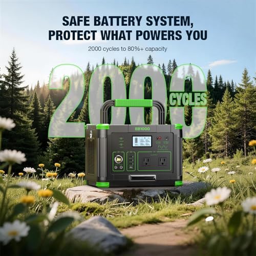 Image of Portable Power Station 1000W (Peak 2000W), 999Wh Solar Generator with 60W USB-C PD Output, 110V Pure Sine Wave AC Outlet Backup Lithium Battery for Outdoors Camping Travel Hunting Home