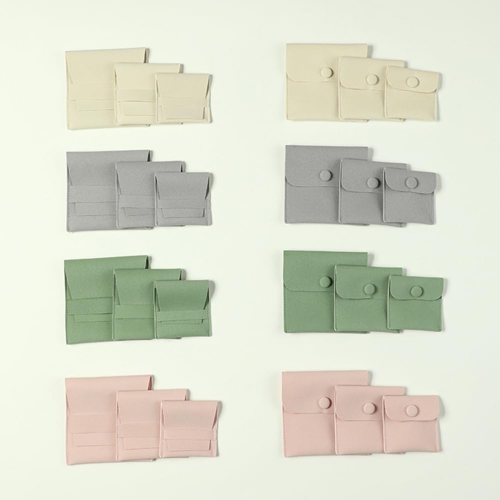 20 Lot de 3 x 3.2cm de Pochette à Bijoux à Pression avec Insert en Microfibre Rose Velours Doux Pochettes Carrées pour Cadeaux de Demoiselle d'honneur pour Bagues Boucles d'oreilles Colliers