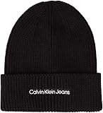 Cappello berretto CK CALVIN KLEIN JEANS con risvolto a costo articolo K60K610119 INSTITUTIONAL EMBRO BEANIE, BDS Black / Nero, UNICA - ONE SIZE