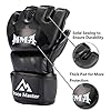 Brace Master MMA Gloves UFC Gloves Boxing Gloves for Men Women Leather More Paddding Fingerless Punching Bag Gloves for Kickboxing, Sparring, Muay Thai and Heavy Bag (Black, Large)