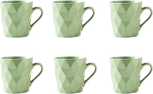 Juego de 6 tazas de porcelana de 11 onzas, juego de tazas de té y cacao, verde matcha, mate