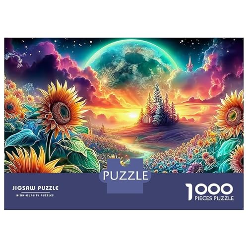 Rompecabezas de 1000 piezas Fantasía de Girasoles para adultos con diseño de 38x26cm 2