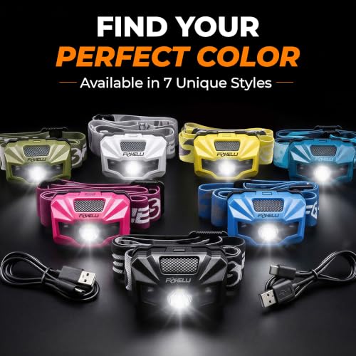 Foxelli USB‑C Rechargeable LED Headlamp – Ultra‑Light 2.4 oz & Bright 180 Lumens – Red/White Light, 5 Modes, IPX5 Waterproof, 40 h Runtime for Trail Running, Camping, Hiking by Foxelli - Used condition - Image 7