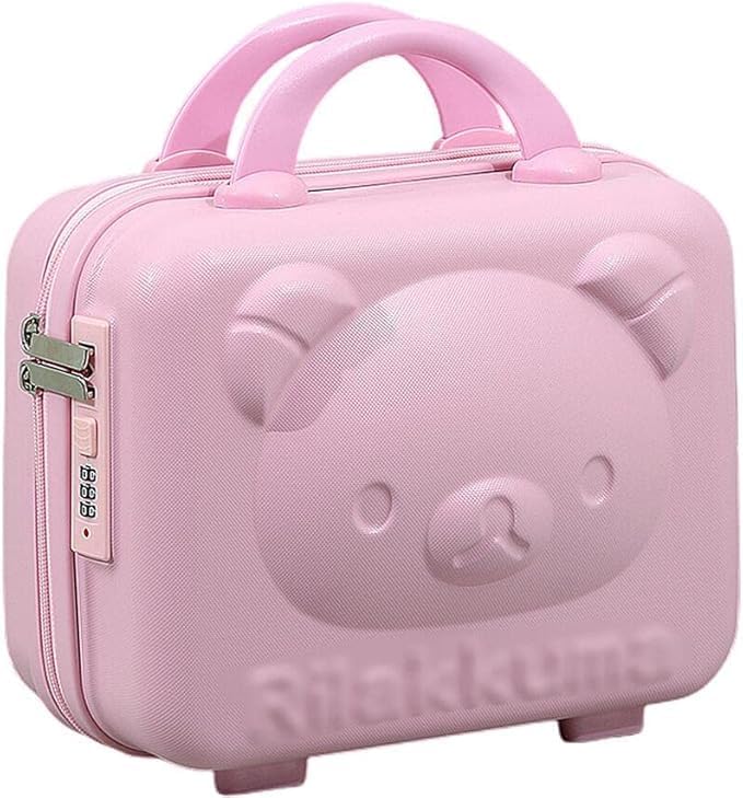 Image of Cute Bear Makeup Vanity Case for Women, Hard Shell Travel Cosmetic Organizer Box with TSA Lock, Portable Makeup Storage Case for Cosmetics, Jewelry & Toiletries, Pink