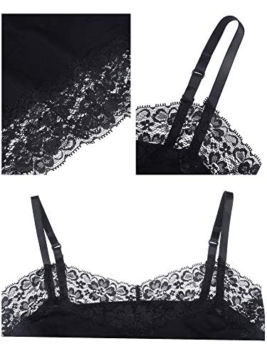 Image of SATINIOR 3 Pcs Women Long Camisoles Lace Tank Tops Neck Cami Adjustable Spaghetti Strap Trim Lace Tank Top for Women Wearing