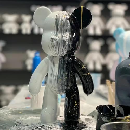 Coniuty DIY (Black+White+Gold, 9 Inch) Fluid Bear + Bear Keychain Figure Paint Set for Creative Graffiti Art Multicolor Painting — view 4