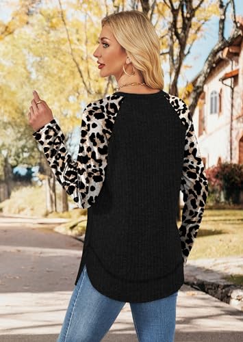 Image of WIHOLL Long Sleeve Shirts for Women Fall Sweaters Lightweight Trendy Tops
