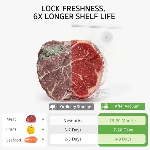 Image of Syntus 30 Reusable Vacuum Sealer Bags for Food, Large 12 inch x 13 inch Food Storage Zipper Bags with Air Valve BPA-free Leakproof Keep Food Freshness, Compatible with Compact Vacuum Sealers