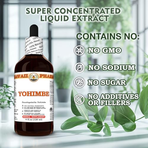 yohimbe pausinystalia yohimbe dry bark tincture made in hawaii all natural vegan pure liquid extract - 2 floz