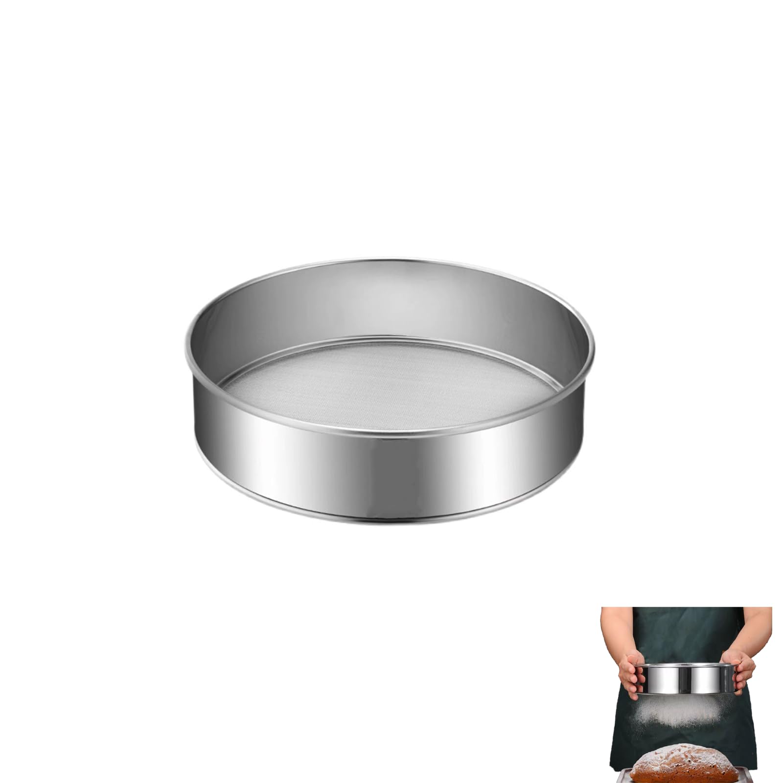 Setaccio Da Cucina In Acciaio Inox 2 Pezzi BATINO: 15 Cm (40 Mesh) E 20 Cm (60 Mesh), Colino Fine Per Farina E Ingredienti