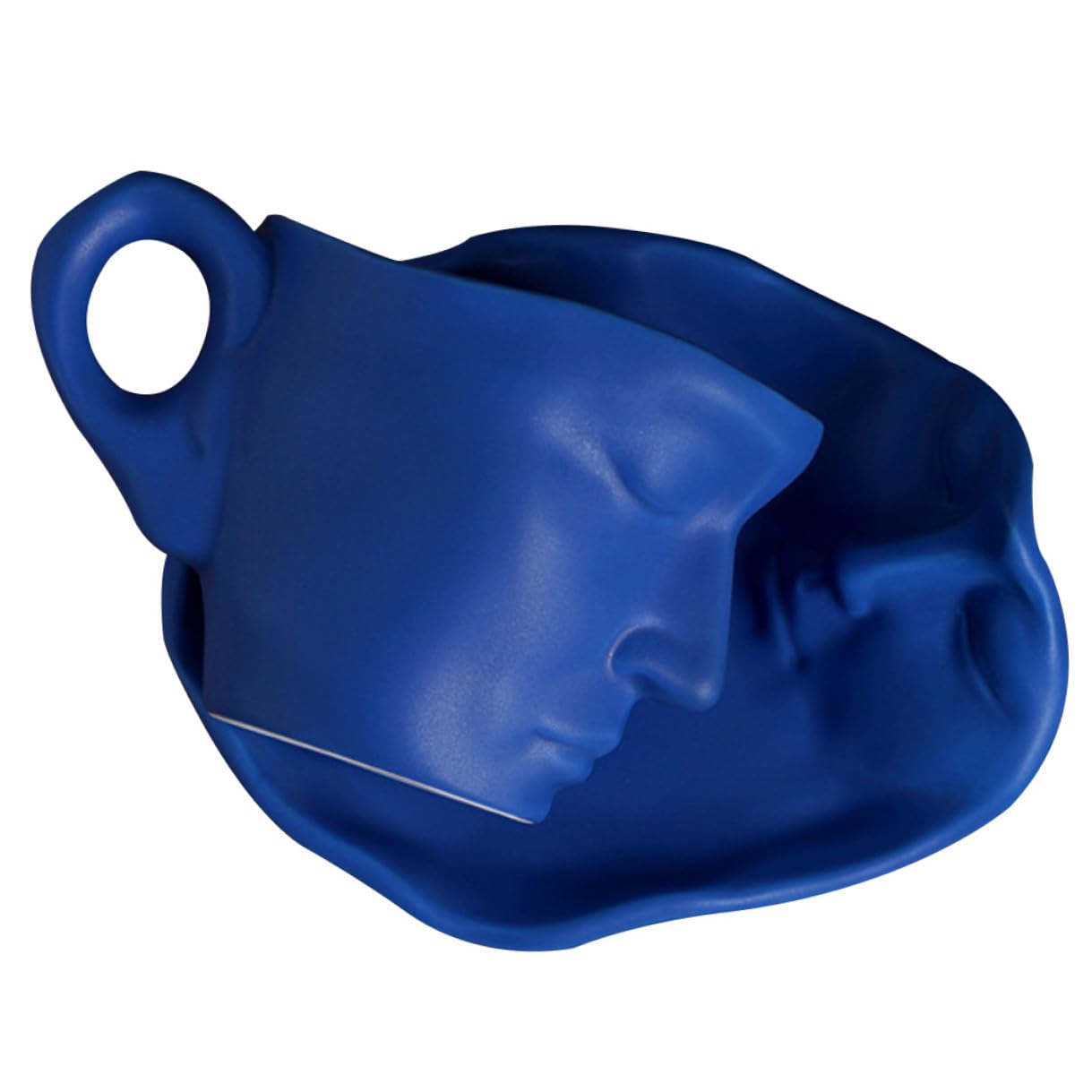 Tasse céramique visage abstrait cadeau idéal bleu pastel