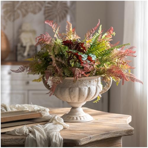 hencoense Europe Retro Distessed White Metal Vase for Room and Home Decoration and Iron Handicrafts Item Roman Style Decorative Vase