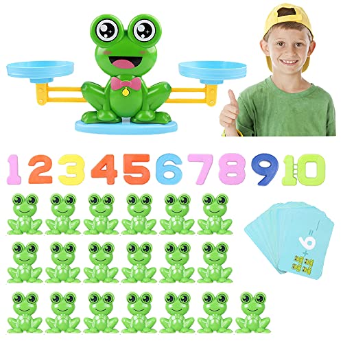 NAVESO Juguete de Matemáticas Rana, Montessori Aprendizaje Temprano Contando Aritmética, Matemáticas Escalas Juguetes, Rana Equilibrio Juego de Matemáticas para Los Niños de 2 3 4 + Aaños de Edad Cover