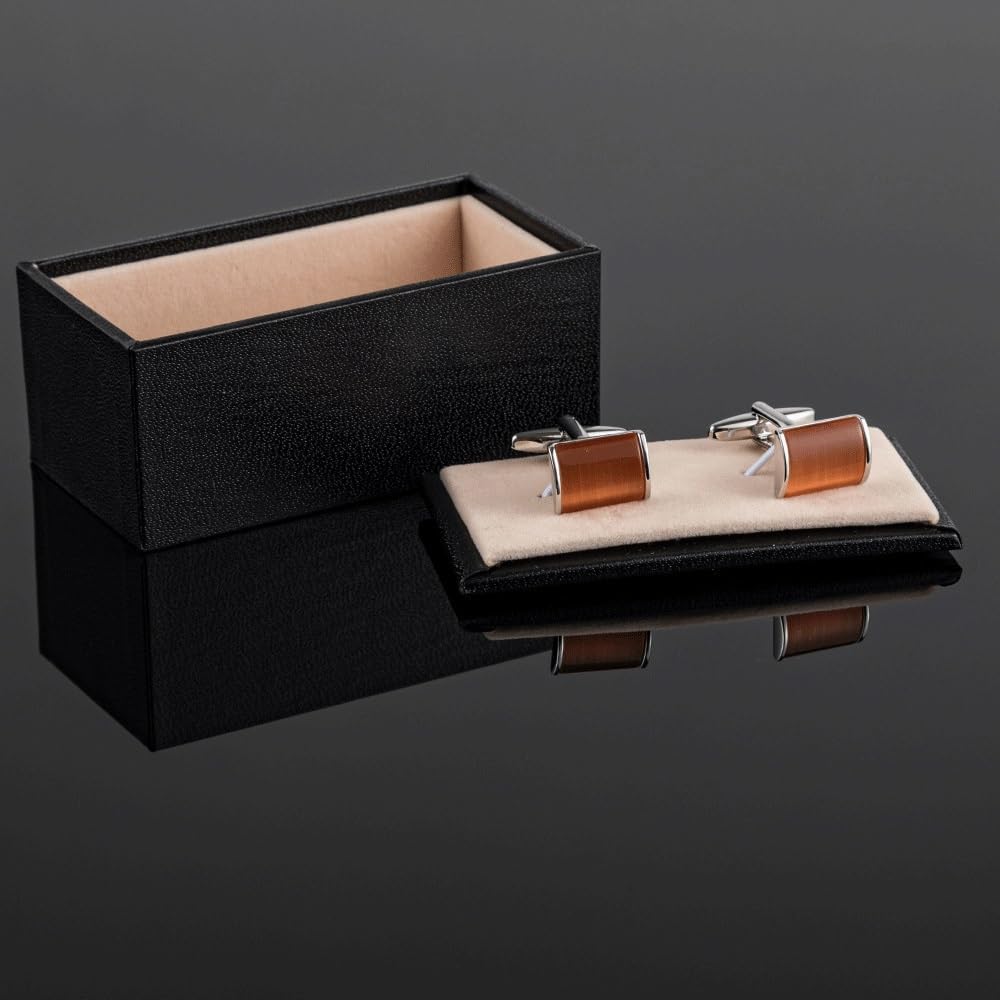 Square Curved Cat's Eye Metal Cufflinks for Men French Shirt