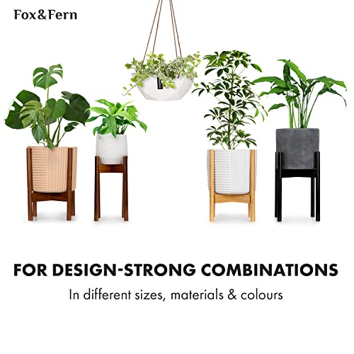 Fox & Fern Hanging Plant Holder, Hanging Planter, Small Hanging Planters For Indoor Plants, Hanging Planters For Outdoor Plants, Plant Hanger Indoor - Geometric Polystone - Matte White #TOP5