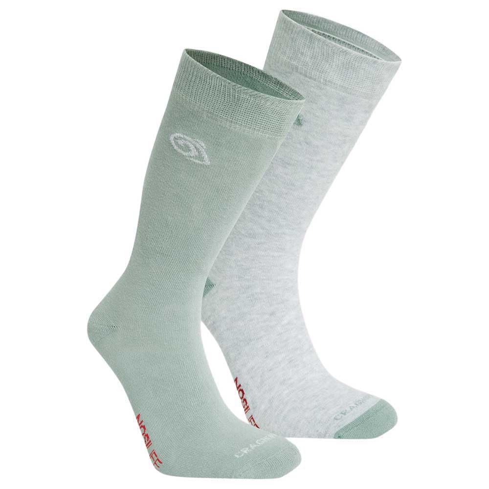 Craghoppers NosiLife Travel Socks - Twin Pack - Green - Size 9-12