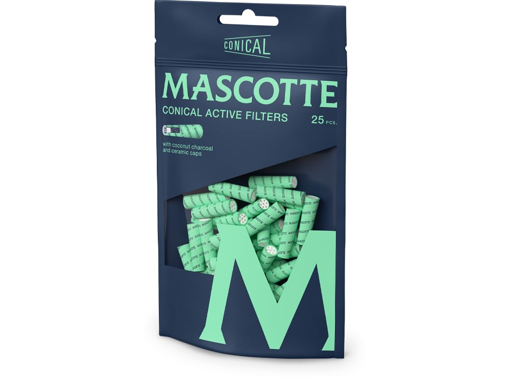 Mascotte Filtro cónico de carbón activo de 6 mm, 6 bolsas de 25 filtros, filtro de carbón activo en forma de cono, 27 mm, filtro de carbón activo fino con carbón activo de cáscara de coco, filtro