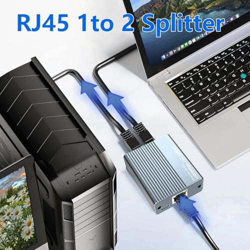 Ethernet Splitter 1 to 2, 1000Mbps RJ45 LAN Splitter Internet Splitter [2 Devices Simultaneously Networking] with USB-C Power Cord, for Cat5/5e/6/7/8 Cables for PC/Laptop, PS5, Xbox, Modems, Routers - Image 5