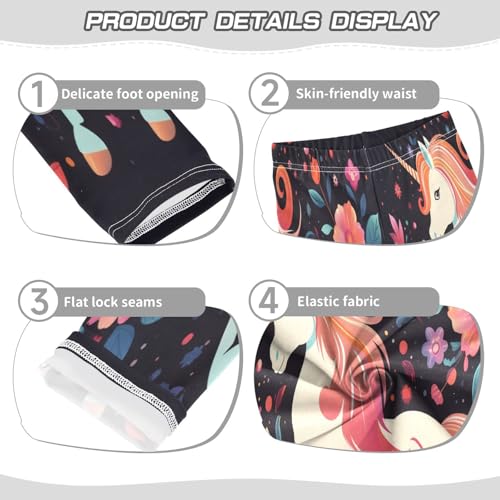 Toddler Girls Leggings Printed Yoga Pants Leggings Flower Pink Hair White Unicorn for Kids3