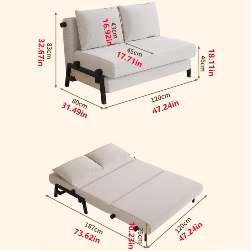 Convertible Sleeper Sofa Chair - 2-in-1 Pull Out Couch Bed with Adjustable Backrest, Corduroy Fabric, Space-Saving Guest Bed for Living Room, Bedroom, Apartment (187x100x26cm)