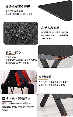 Probasto 折りたたみ デスク 約80×80×74cm ダイニングテーブル コンパクト パソコンデスク 完成品 作業台 食卓 （ブラック） [5]