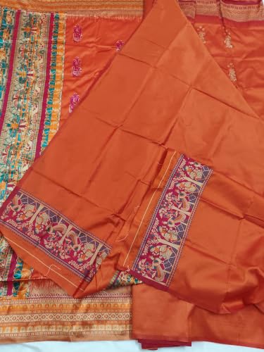 TANPURA orange bomkai silk saree – image 5