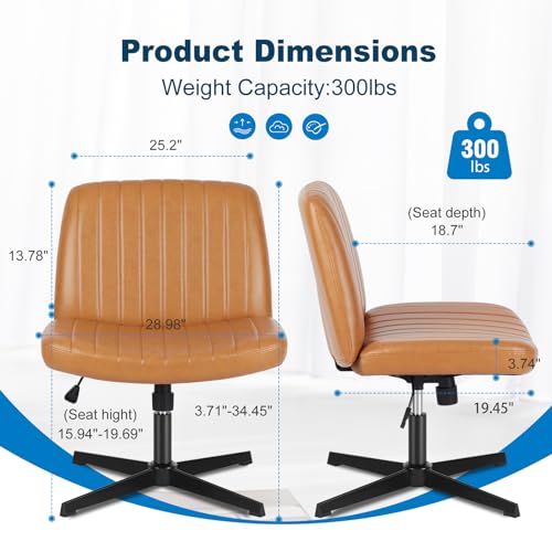 image for ZUNMOS Criss Cross Chair with No Wheels, Swivel Cross Legged Chair for