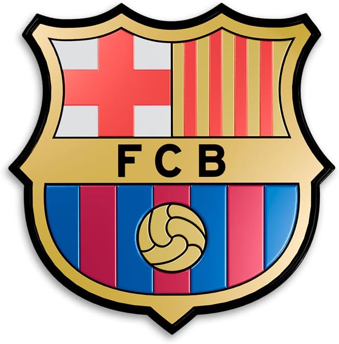 Official F.C. Barcelona Crest 3D Sticker: Raised 3D Car Decals, Waterproof Football Bumper Stickers, Traditional Soccer Emblem for Trucks & Laptops (3" Metallic)