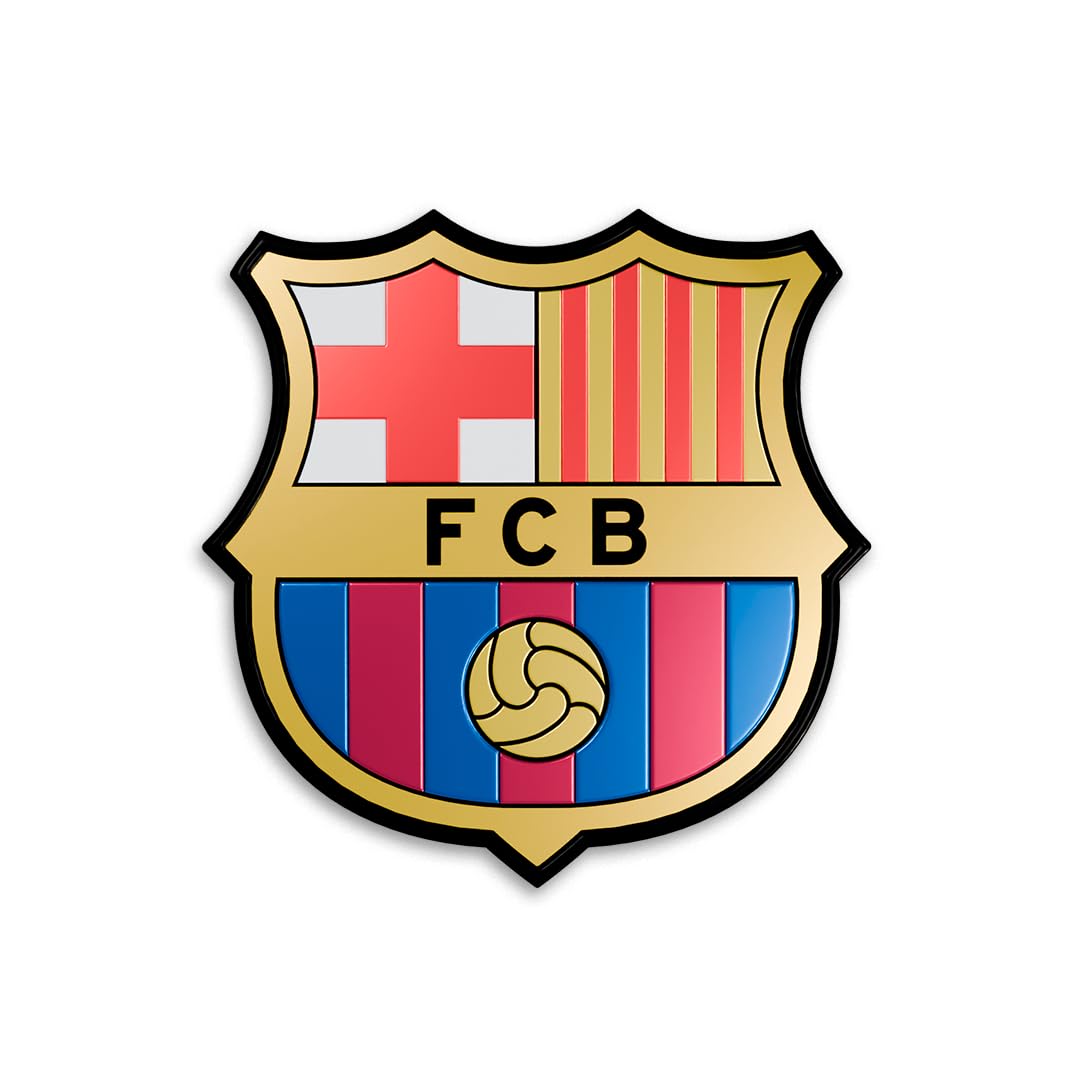 Official F.C. Barcelona Crest 3D Sticker: Raised 3D Car Decals, Waterproof Football Bumper Stickers, Traditional Soccer Emblem for Trucks & Laptops (2" Metallic)