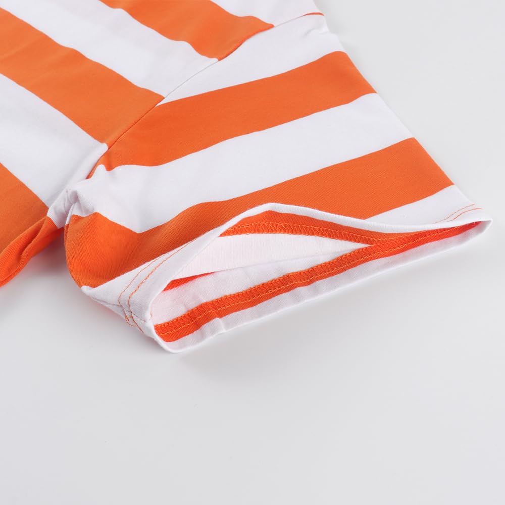 Spring&Gege T-shirt girocollo da uomo a maniche corte in cotone a righe