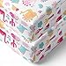 Bacati Little Dino Crib Fitted Crib Sheet, 100% Breathable Cotton Muslin, Super Soft, Machine Washable, 52â€ x 28â€ x 6â€ (Dino - Pink/Orange)