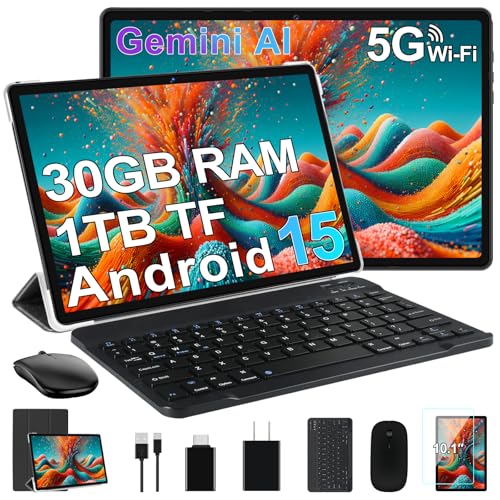DMOAO �^�u���b�g 2025 Android 15 �^�u���b�g Gemini AI���� 10.1�C���` FHD �f�B�X�v���C 30GB RAM 64GB ROM /1TB TF 6000mAh �o�b�e���[ Octa-Core 2.0GHz Widevi