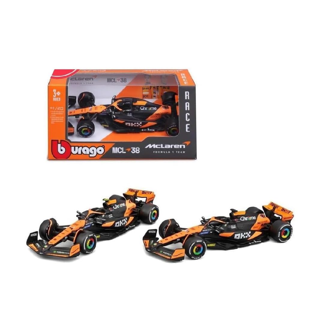 Bburago F1 Formula 1 MCLAREN MCL38 (2024) NORRIS 1:43 Scale, Incredibly Detailed Die-Cast Replica Collectible Race Car Model