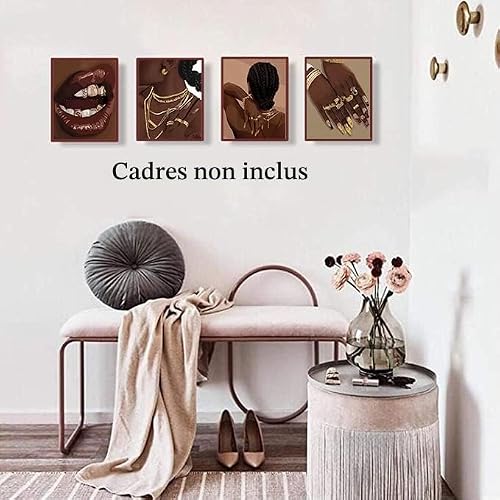 TANXM Lot de 4 impressions d'art abstraites pour femme africaine américaine bohème - 20,3 x 25,4 cm - Sans cadre – vue 3