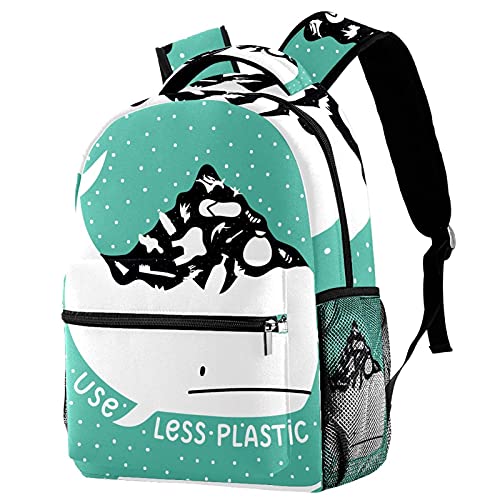 Sac à dos de voyage motif baleine avec porte-bouteille externe et bretelles confort