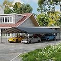 YOLENY Carport 20x40 FT, Heavy Duty Carport for Garage, Car Shelter with Galvanized Metal Roof and Frame, Easy to Install Outdoor Car Canopy, Expanding Garage Space for Pickup, 2 Cars, Gray