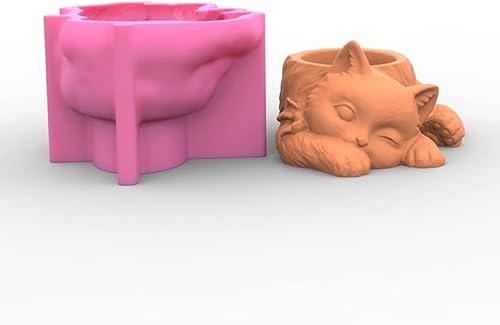 Miniatura 7 de appuivbt Epoxy Cat Flower Pot Resina Molde Silicona,Plantador Plantador Maceta Moldes de cemento Yeso Molde de hormigón,Molde de portavelas