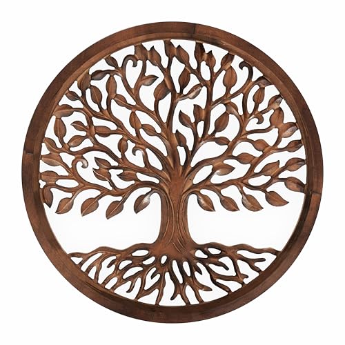 JFY Designs Flavius Tree of Life | Wall Plaque | Wall Medallion | Wall Hanging | Wooden Wall Art | Handcrafted Farmhouse Wall Decor | Decorative for Your Office or Home | Round | 16X16” / Burnt Natural