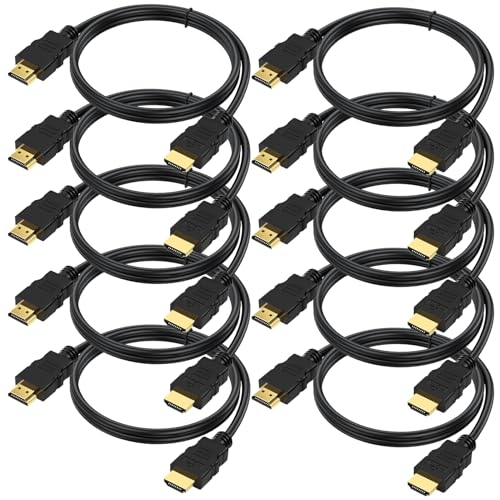 4K HDMI Cable 3 FT 10-Pack 3FT HDMI Cord 4K@60Hz Shielded HDMI Cord Support HDCP 2.2 HDR 3D eARC ARC & CL3 Rated | for TV Laptop Monitor PS5 PS4 Xbox One Fire TV Soundbar Roku & More