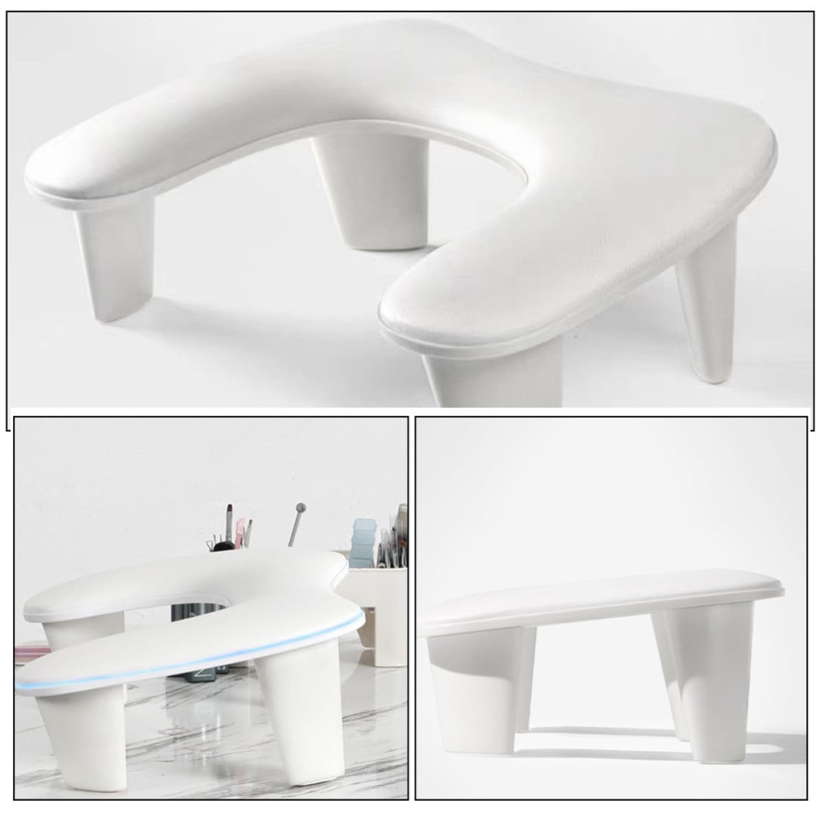 Lurrose Reposabrazos para Manicura en Forma Pu Estructura Desmontable y Diseño Inclinado, Almohada Multifuncional para Estación de Uñas y Espacio de Trabajo