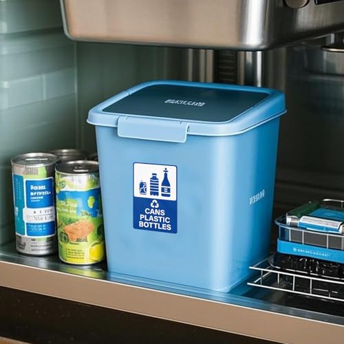 YIKIADA 10 Pack Recycle Stickers for Trash Cans Plastic Bottles Vinyl Weatherproof Self Adhesive Sign 6 × 4 Inches for Waste Bins Home Business Office - Thumbnail 2