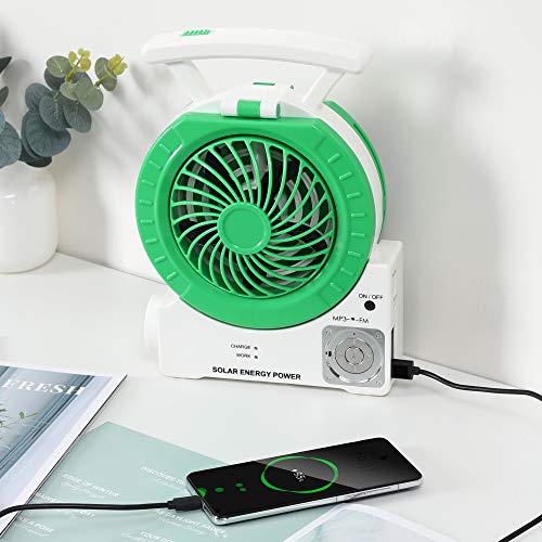 image for Hereta Multi-function Solar Fan, 4000MAH Electric Outdoor Camping Fan 